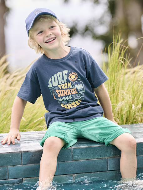 T-shirt motifs graphiques garçon bleu nuit+écru - vertbaudet enfant 