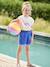 Short en gaze de coton style 'paperbag' fille beige+bleu électrique+corail - vertbaudet enfant 