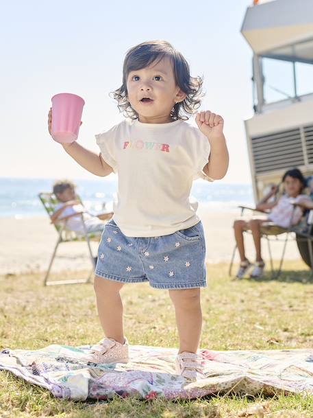 Short bébé en denim brodé double stone+stone - vertbaudet enfant 