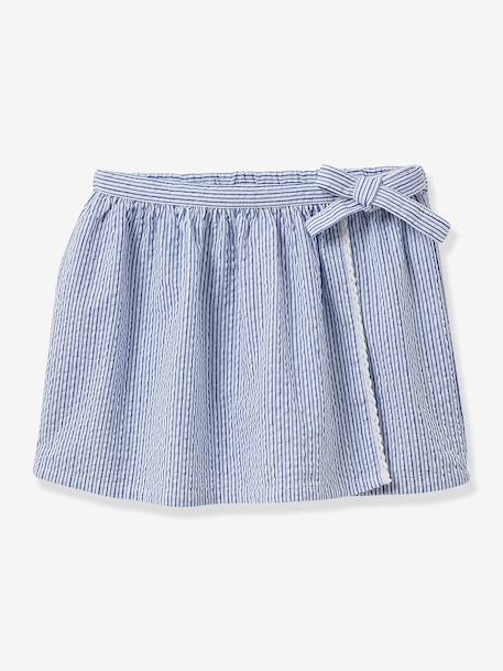 Rok-short van seersucker voor meisjes CYRILLUS blauw, gestreept - vertbaudet enfant 