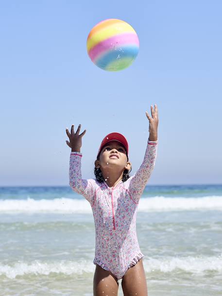 Maillot de bain fille à manches longues rose imprimé - vertbaudet enfant 