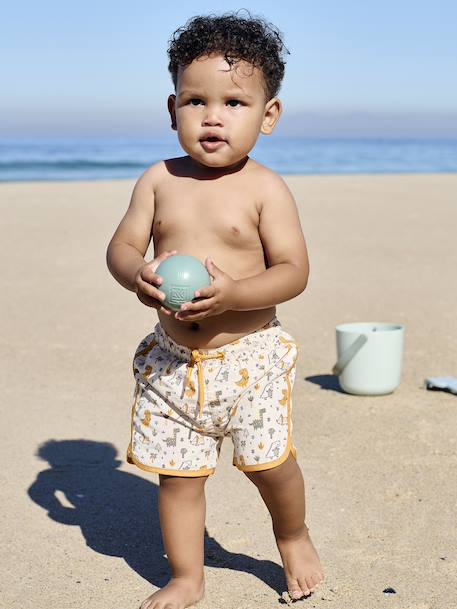 Bedrukt badshort voor babyjongens ecru - vertbaudet enfant 