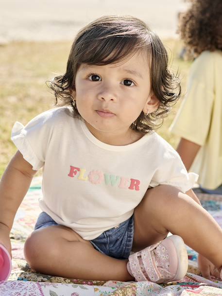 T-shirt met fantasiemotief voor baby's in biologisch katoen wit - vertbaudet enfant 