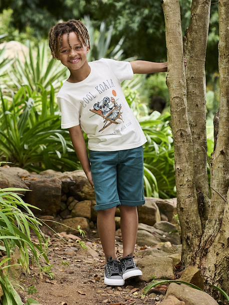 Bermuda couleur garçon en toile vert sapin+VERT SAUGE - vertbaudet enfant 