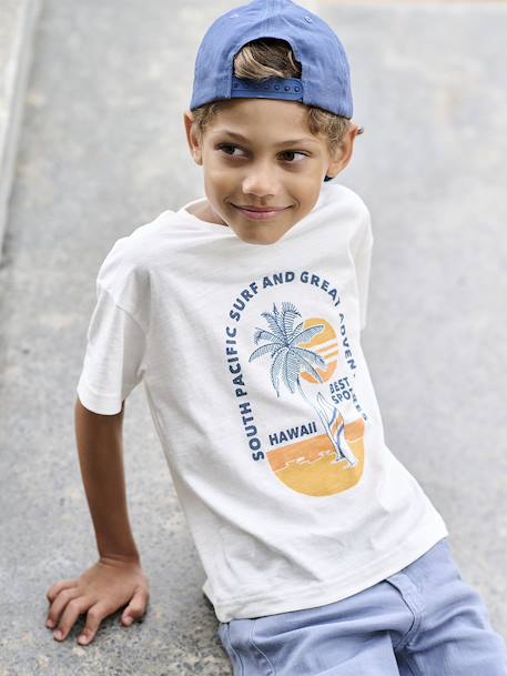 Jongensshirt met grafische motieven ecru+nachtblauw - vertbaudet enfant 