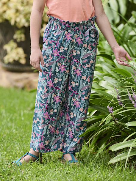 Fille-Pantalon-Pantalon fille large motifs fleurs 