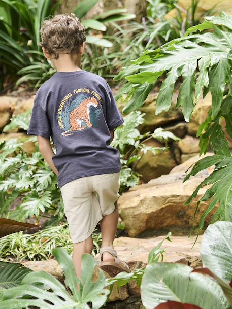 Jongensshirt met tijgermotief voor en achter antraciet - vertbaudet enfant 