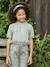 Tee-shirt blouse forme crop fille corail+écru+vert sauge - vertbaudet enfant 