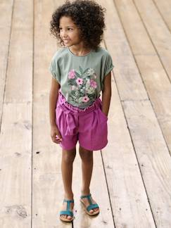 -Short en gaze de coton avec ceinture fille