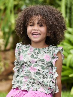 -Blouse plastron en gaze imprimée fille