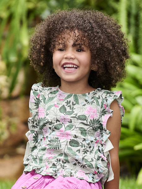 Gebreide blouse met print voor meisjes saliegroen - vertbaudet enfant 