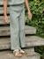 Pantalon fille legging large écru+vert sauge - vertbaudet enfant 