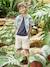 Bermuda en coton/lin garçon beige chiné+vert d'eau - vertbaudet enfant 