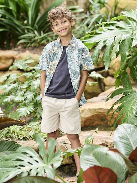 Chemise manches courtes garçon vert imprimé - vertbaudet enfant 