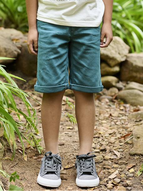Bermuda couleur garçon en toile vert sapin+VERT SAUGE - vertbaudet enfant 