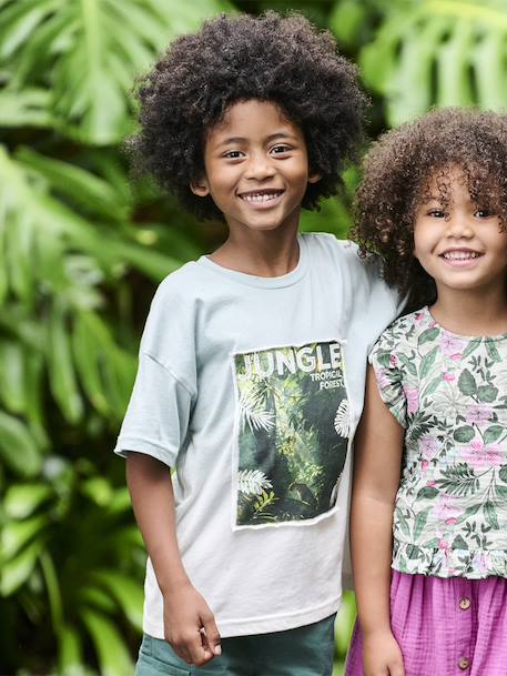 Jongensshirt tie & dye motief fotoprint saliegroen - vertbaudet enfant 