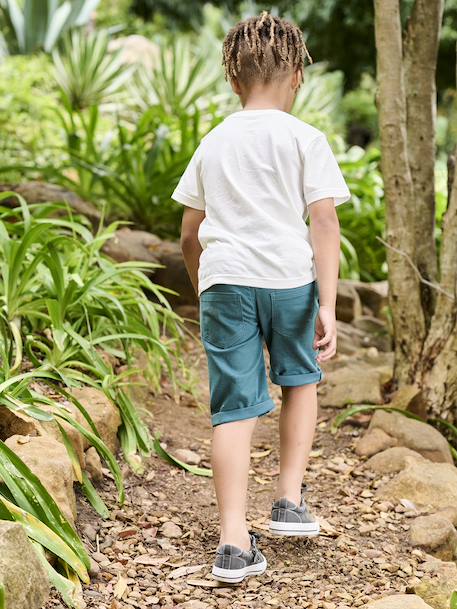 Bermuda couleur garçon en toile vert sapin+VERT SAUGE - vertbaudet enfant 