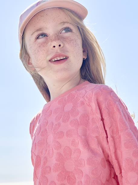 Set met sweater en gebloemde short in badstof voor meisjes snoepjesroze - vertbaudet enfant 