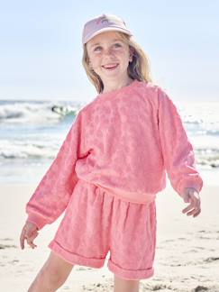 -Ensemble sweat et short fleurs en éponge fille