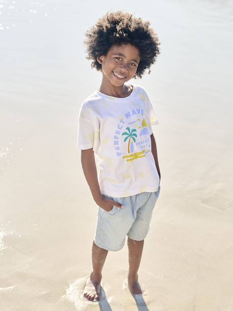 Bermuda garçon jean facile à enfiler bleu imprimé+denim gris+double stone+rayé bleu+stone - vertbaudet enfant 
