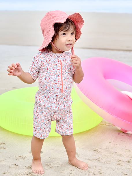 Combinaison de bain anti UV bébé fille avec couche intégrée corail - vertbaudet enfant 