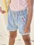 Oversize meisjesshort van jeansstof met geborduurde bloemen lichtblauw - vertbaudet enfant 