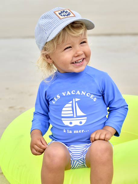 Badpak baby T-shirt anti-UV + shorty blauw - vertbaudet enfant 