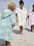Gepersonaliseerde bad-/strandponcho voor kinderen, met gerecycled katoen blauw, geruit+lila+mintgroen+wit, bedrukt - vertbaudet enfant 