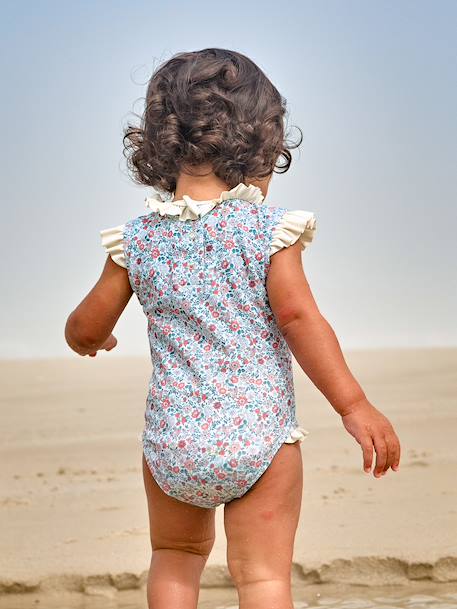 Maillot de bain bébé fille 1 pièce ouverture dos vert sauge - vertbaudet enfant 