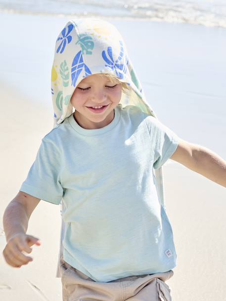 Personaliseerbare gekleurd jongensshirt met korte mouwen BLAUW+koraal+marineblauw+okergeel+salie+turquoiseblauw - vertbaudet enfant 