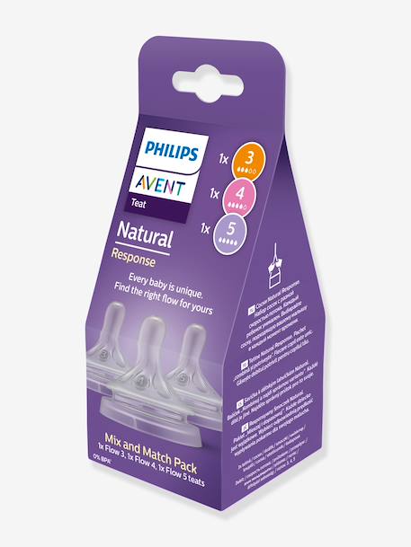 Pack de trois tétines Natural Response - débits 3,4,5 transparent - vertbaudet enfant 