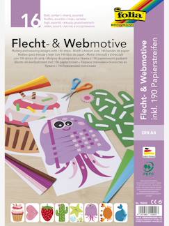 Speelgoed-Creatieve activiteiten-Plakken en vormgeven-Knutselset MOTIEVEN OM TE VLECHTEN & TE WEVEN, 16 A4-vellen & 190 stroken papier FOLIA 