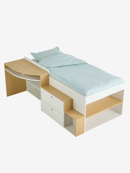 Kinderbed 90x190cm gecombineerd met bureau en opbergruimte TEEN wit - vertbaudet enfant 