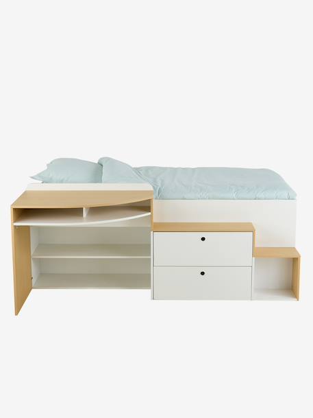 Kinderbed 90x190cm gecombineerd met bureau en opbergruimte TEEN wit - vertbaudet enfant 