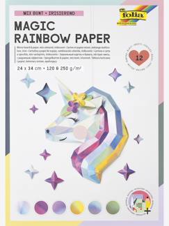 Jouet-Activités artistiques-Gommettes, collage et modelage-Bloc de papier créatif MAGIC RAINBOW PAPER folia, 12 feuilles