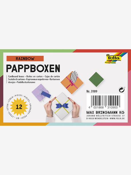 Set van 12 vierkante kartonnen dozen RAINBOW FOLIA meerkleurig - vertbaudet enfant 
