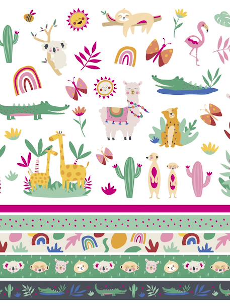 Creatief blok, 27 vellen SWEET SAFARI FOLIA meerkleurig - vertbaudet enfant 