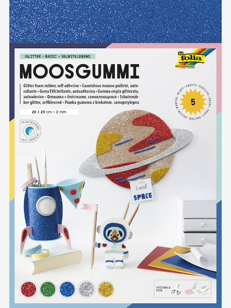 Zelfklevend glitter schuim, 5 vellen BASIC FOLIA meerkleurig - vertbaudet enfant 