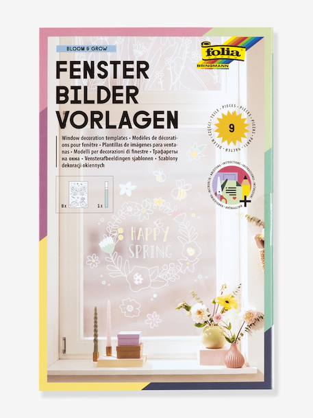 Gabarits pour vitres avec 1 marqueur à craie BLOOM & GROW Klassik folia blanc - vertbaudet enfant 