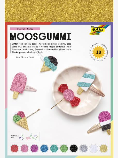 Glitter schuim, 10 vellen BASIC FOLIA meerkleurig - vertbaudet enfant 