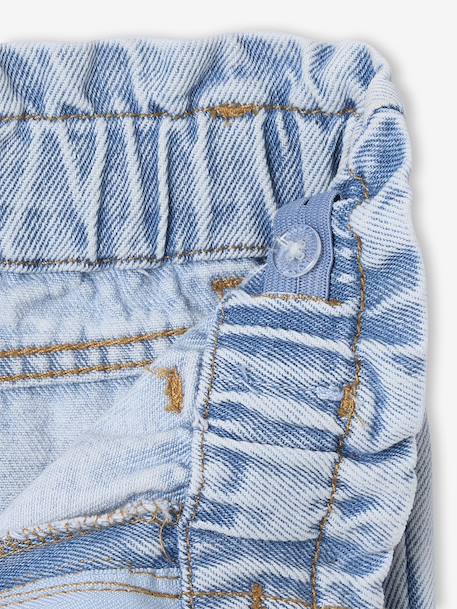 Paperbag jeans meisjes zakken hartjes lichtblauw+middenblauw+ongewassen denim - vertbaudet enfant 