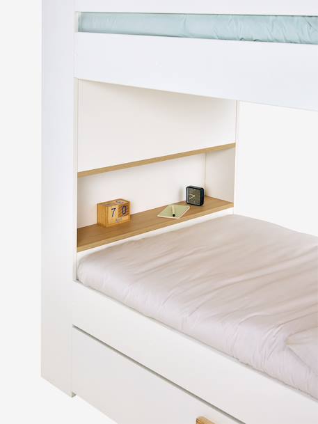 Lit superposé enfant 90x190cm avec tiroirs et bibliothèque blanc - vertbaudet enfant 