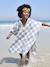Gepersonaliseerde bad-/strandponcho voor kinderen, met gerecycled katoen blauw, geruit+lila+mintgroen+wit, bedrukt - vertbaudet enfant 