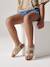 Leren kindersandalen met klittenbandsluiting beige, bedrukt - vertbaudet enfant 