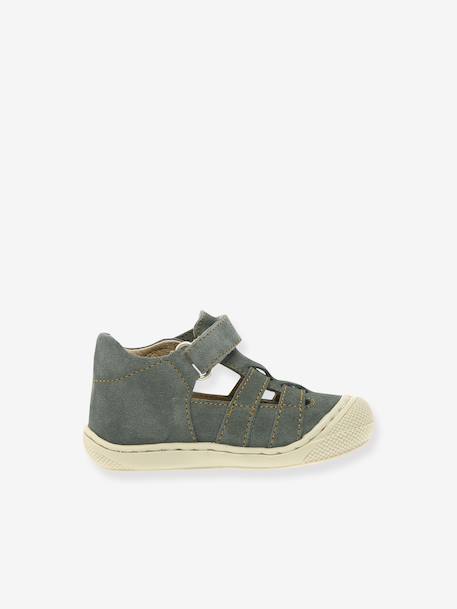 Bottillons semi-ouverts bébé beige+vert sauge - vertbaudet enfant 