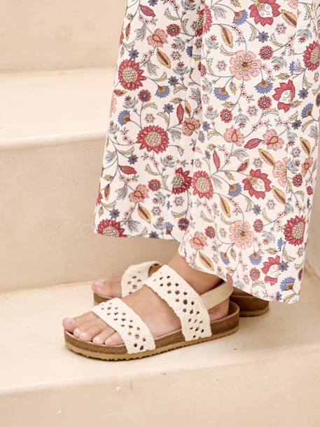 Kindersandalen met klittenband en gehaakt effect beige - vertbaudet enfant 