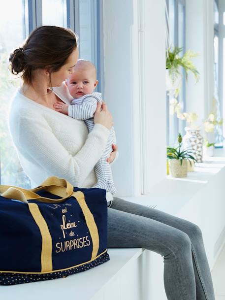 Luiertas voor het weekend La vie est pleine de surprises Marine grijs+salie+vert imprimé - vertbaudet enfant 