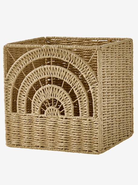 Bac de rangement pliable Arc-en-ciel en corde de papier beige - vertbaudet enfant 