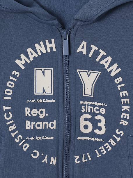 Sweat garçon zippé à capuche sport anthracite+BLEU FONCE UNI AVEC DECOR+vert sapin - vertbaudet enfant 