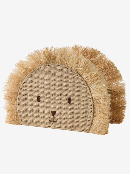 Panier de rangement Lion en corde de papier et raphia beige - vertbaudet enfant 